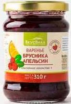 Варенье ВкусВилл 310г брусника/апельсин