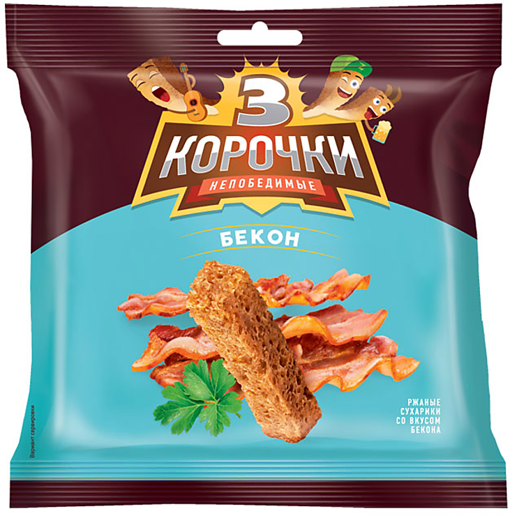 Сухарики Три корочки 40г бекон 