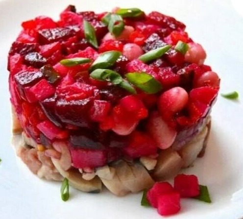 Салат Винегрет с грибами