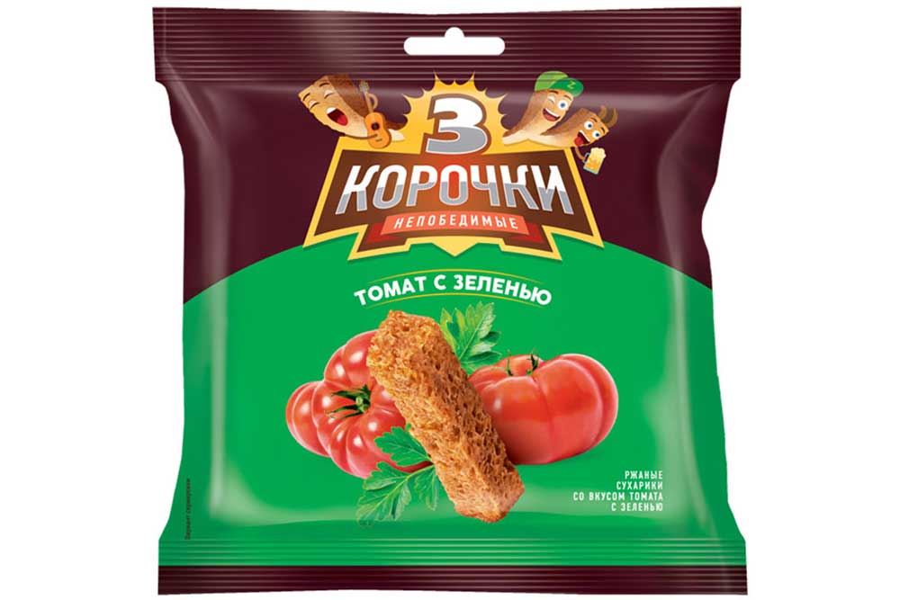 Сухарики Три корочки 100г томат/зелень