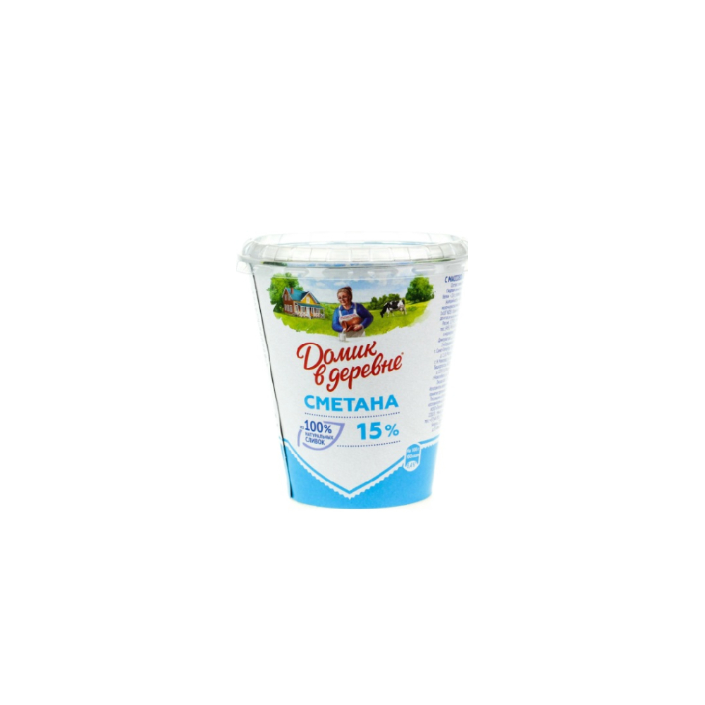 Сметана Домик в деревне 15% 300г БЗМЖ