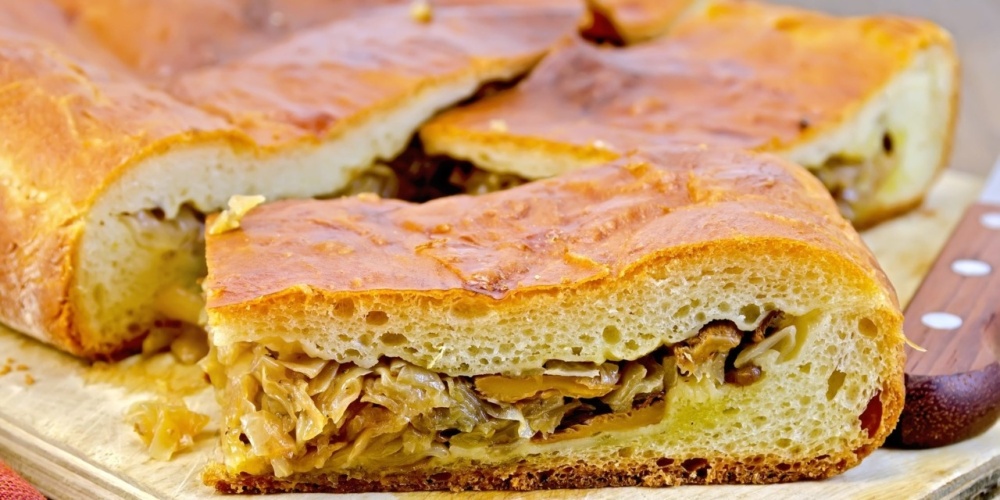 Пирог постный с капустой и грибами 1шт