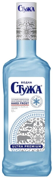 Водка Стужа 0,5л 40% айс ультра премиум Россия