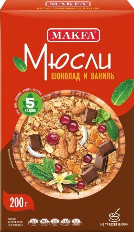 Мюсли Макфа 200г шоколад и ваниль