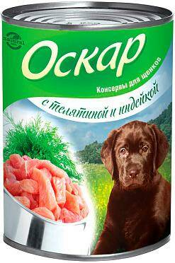 Оскар д/щенков 350г телятина/индейка ж/б