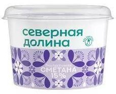 Сметана Северная долина 15% 180г безлактозная БЗМЖ