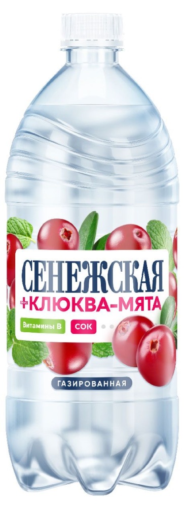 Вода газ Сенежская 1л клюква-мята