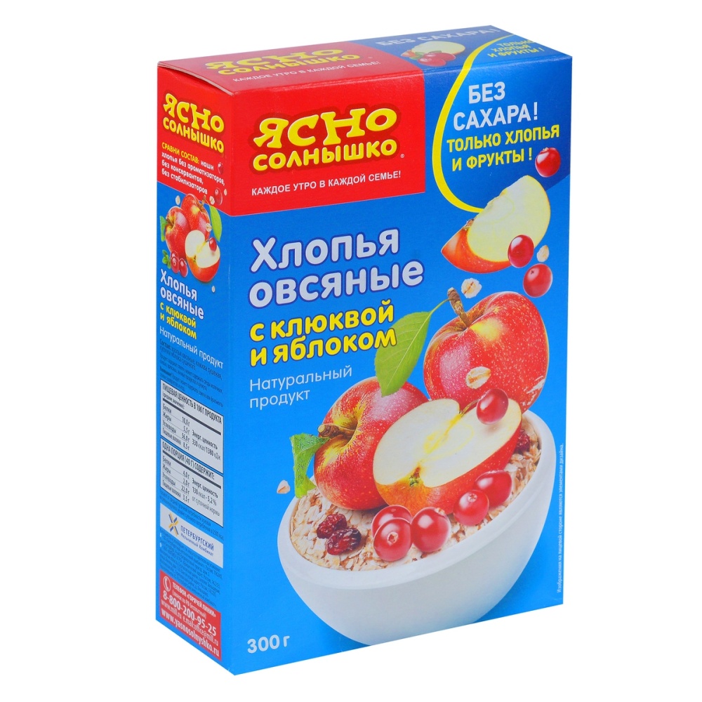 Хлопья Ясно солнышко 300г клюква/яблоко