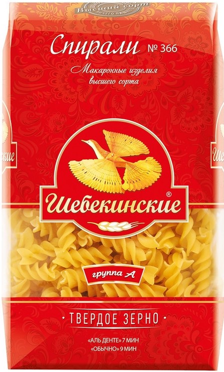 Макароны Шебекинские 450г спирали №366