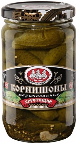 Огурцы маринованные Скатерть-Самобранка 350г корнишоны хрустящие
