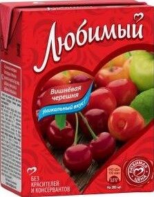 Сок Любимый 0,2л вишневая черешня 