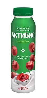Йогурт Актибио пит 1,5% 260г вишня/семена чиа БЗМЖ