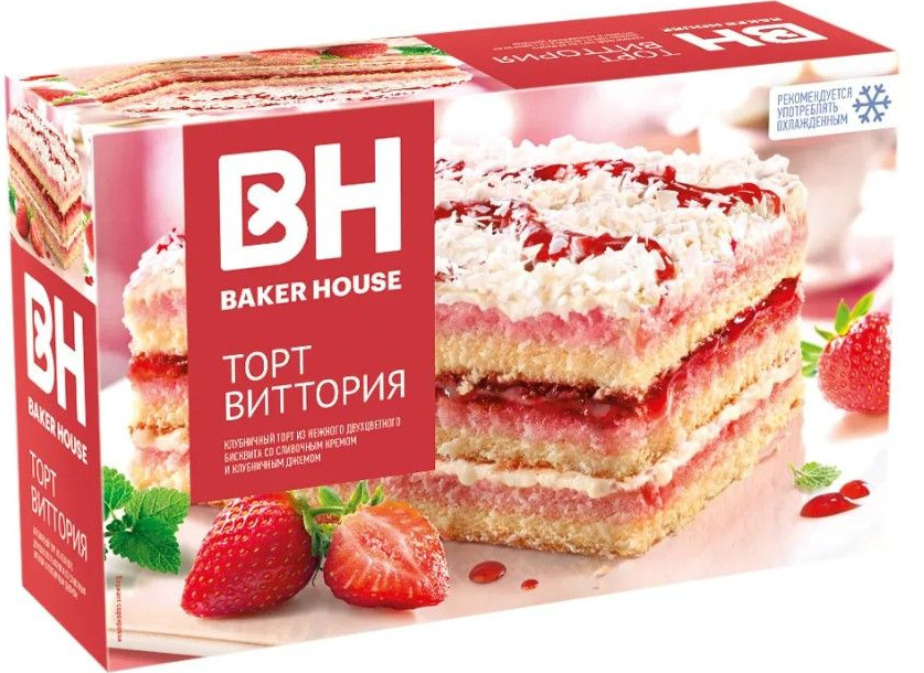 Торт Бакер Хаус 350г клубничный СЗМЖ