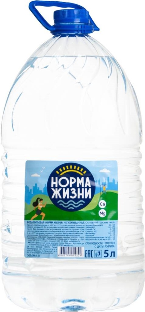 Вода негазированная  Норма жизни 5л
