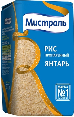 Крупа рис Мистраль 900г Янтарь пропар