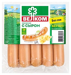 Сосиски с сыром в/у 450г Велком