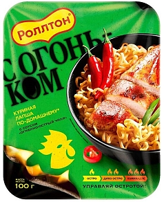 Лапша Роллтон 100г курица по-домашнему острая/лоток