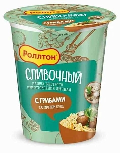 Лапша Роллтон 70г стакан/сливочный с грибами