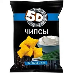 Чипсы 5Д 90г сыр/сметана/зелень