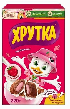 Готовый завтрак Хрутка 220г подушечки  клубника
