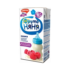 Кашка ФрутоНяня 200мл молоко/рис/малина