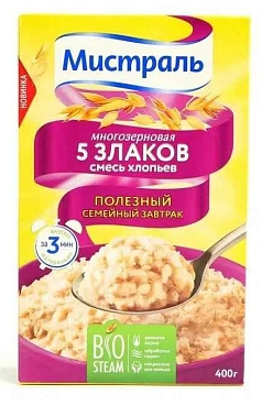 Хлопья Мистраль 400г смесь 5 злаков 