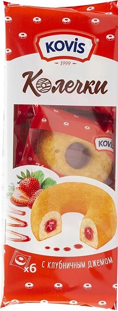 Колечки Ковис бисквитные 240г клубника