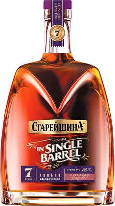 Коньяк Старейшина ин сингл баррел КВ 7лет 0,5л 40% РОССИЯ