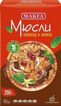 Мюсли Макфа 200г шоколад и ваниль