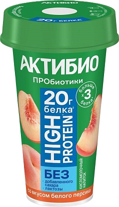 Напиток кисломолочный Актибио Хай Про 1,5% 190г белый персик БЗМЖ