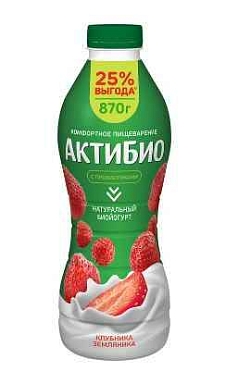 Йогурт Актибио пит 1,5% 870г клубн/земляника БЗМЖ