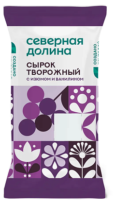Сырок творож Северная долина 8% 90г изюм/ваниль БЗМЖ