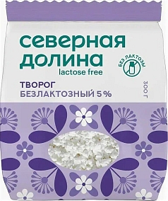 Творог Северная долина 5% 300г безлактозный БЗМЖ