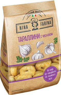 Сушки Нина Фарина тараллини 180г с чесноком