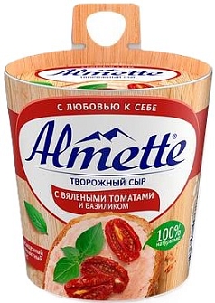 Сыр Альметте 60% 150г вяленые томаты/базилик БЗМЖ