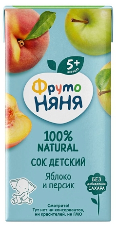 Сок ФрутоНяня 200мл яблоко/персик