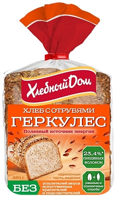 Хлеб Геркулес 250г с отрубями ХД