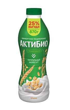 Йогурт Актибио пит 1,6% 870г злаки БЗМЖ