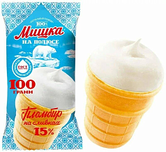 Вафельный стаканчик Мишка на полюсе 100г пломбир