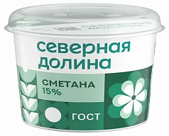 Сметана Северная долина 15% 180г БЗМЖ