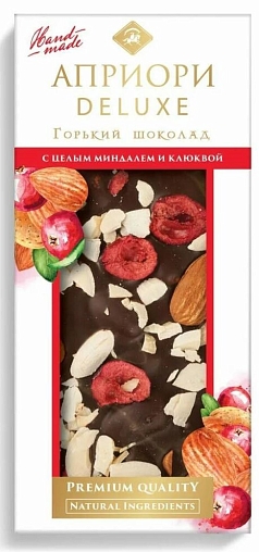 Шоколад Априори Делюкс 85г горький/миндаль/клюква