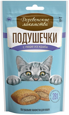 Корм деревенские лакомства 30г подушечки краб