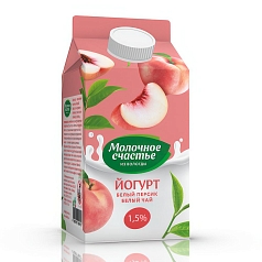 Йогурт Молочное счастье пит 1,5% 470г персик/чай БЗМЖ