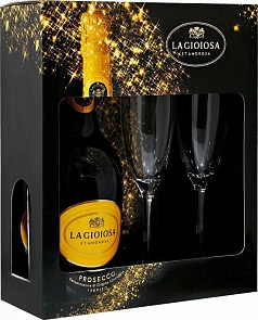 Вино игристое Ла Джойоза 0,75л 7,5% бел п/у +2бокала 