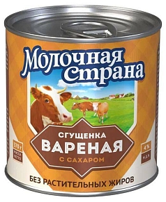 Молоко сгущенное Молочная страна 4% 370г вареное ж/б