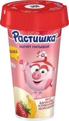 Йогурт Растишка пит 2,8% 190г банан/клубника/мороженое БЗМЖ