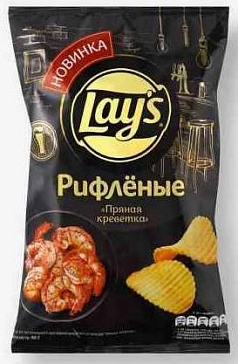 Чипсы Лейс Рифленые 105г пряная креветка