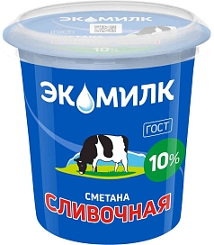 Сметана Экомилк 10% 300г сливочная БЗМЖ