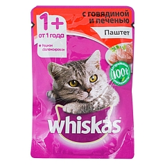 Корм Вискас 75г паштет говядина/печень