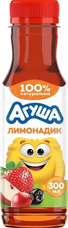 Лимонадик Агуша 300мл яблоко/клубника/арония/шиповник